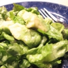 Lettuce, avocado, marinated thin sliced onions,croutons- a salad or a whole meal.